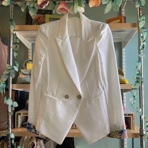 White Blazer with Floral Details